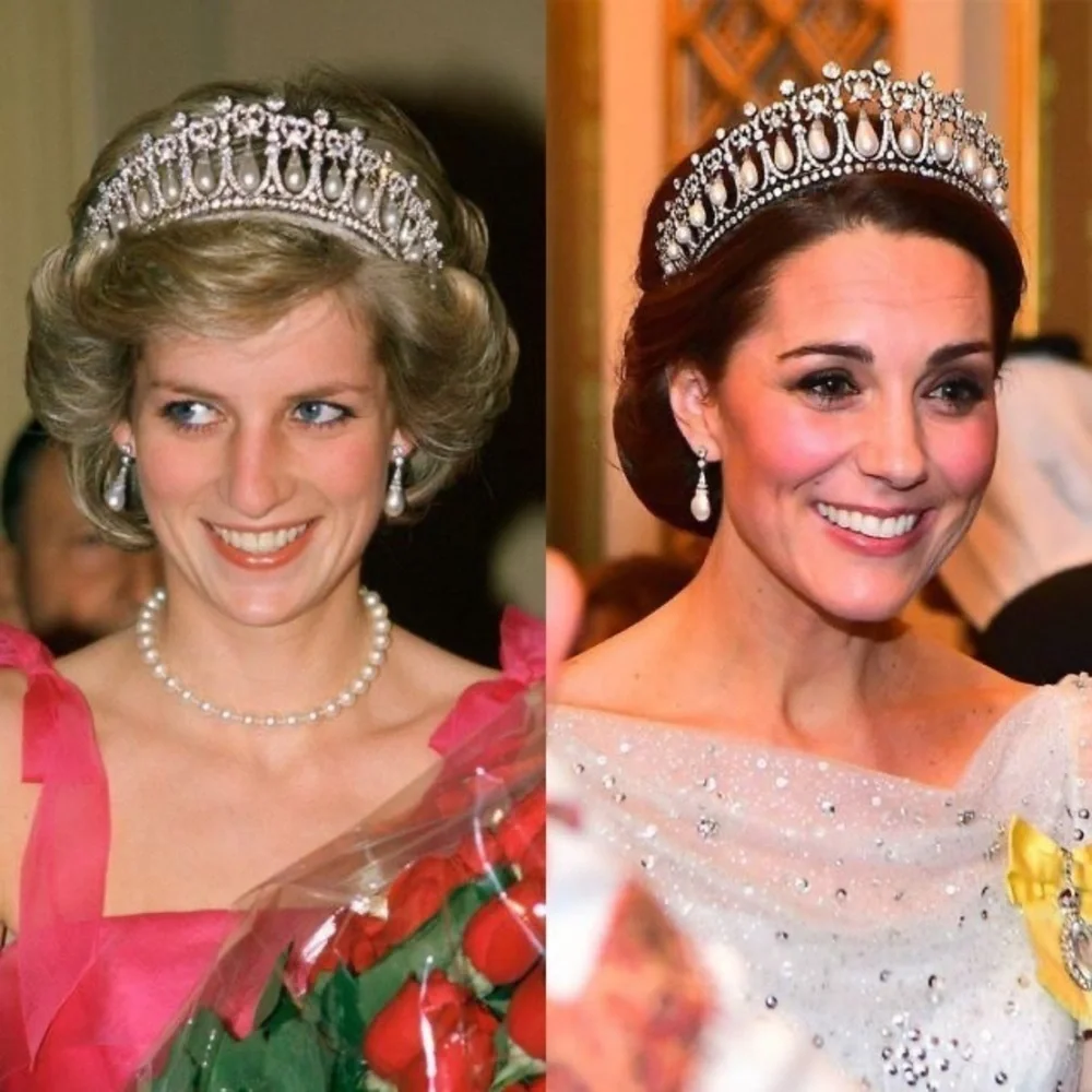 Princess Diana Teardrop Pearl & Crystal Tiara